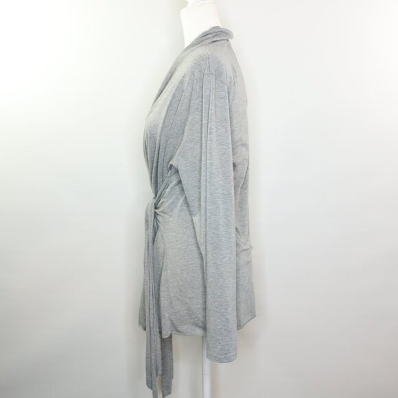 AceVog Wrap Top Cardigan Kimono Long Sleeve Heather Gray - Picture 4 of 9